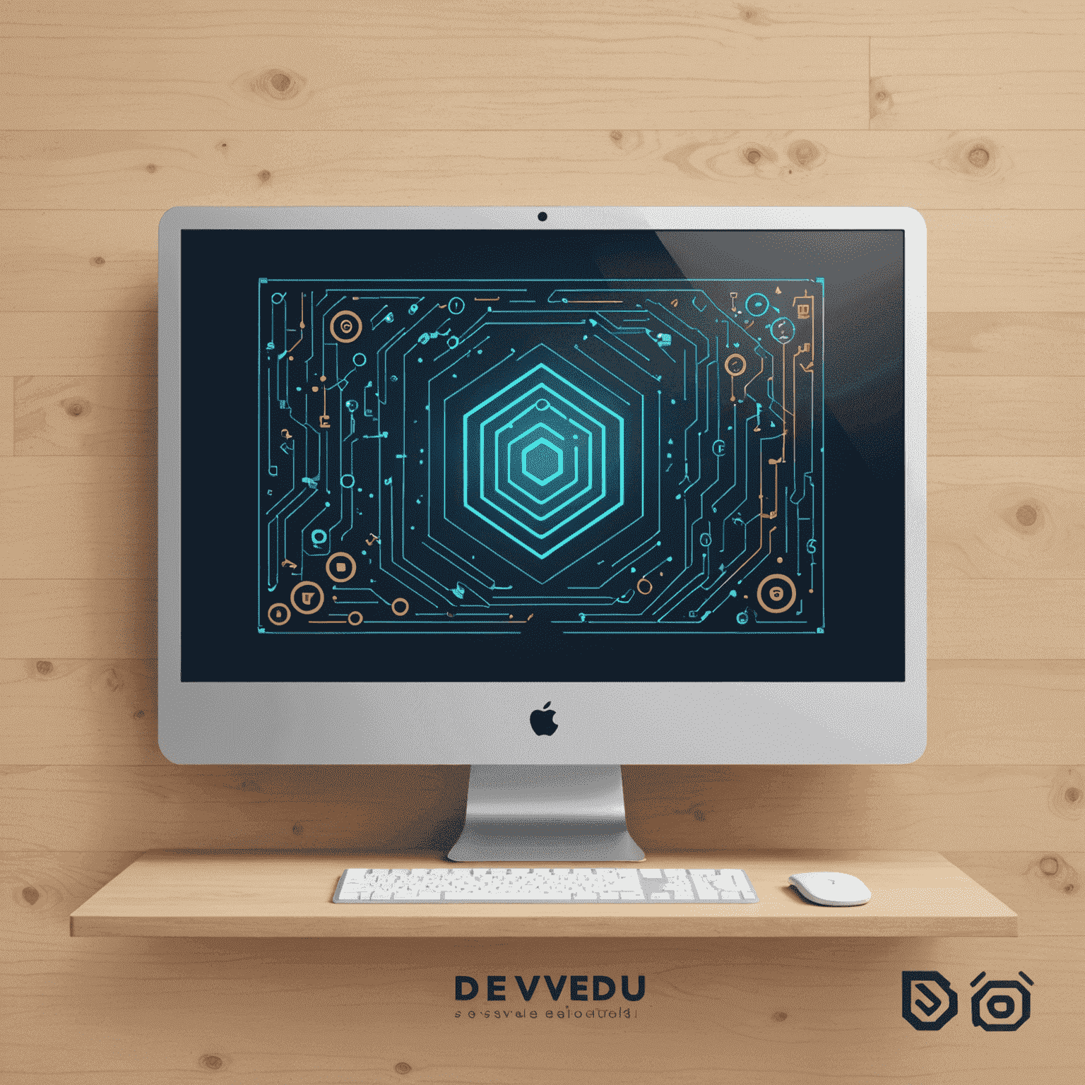 DevEdu logo featuring a stylized computer screen with code symbols, representing web and app development education